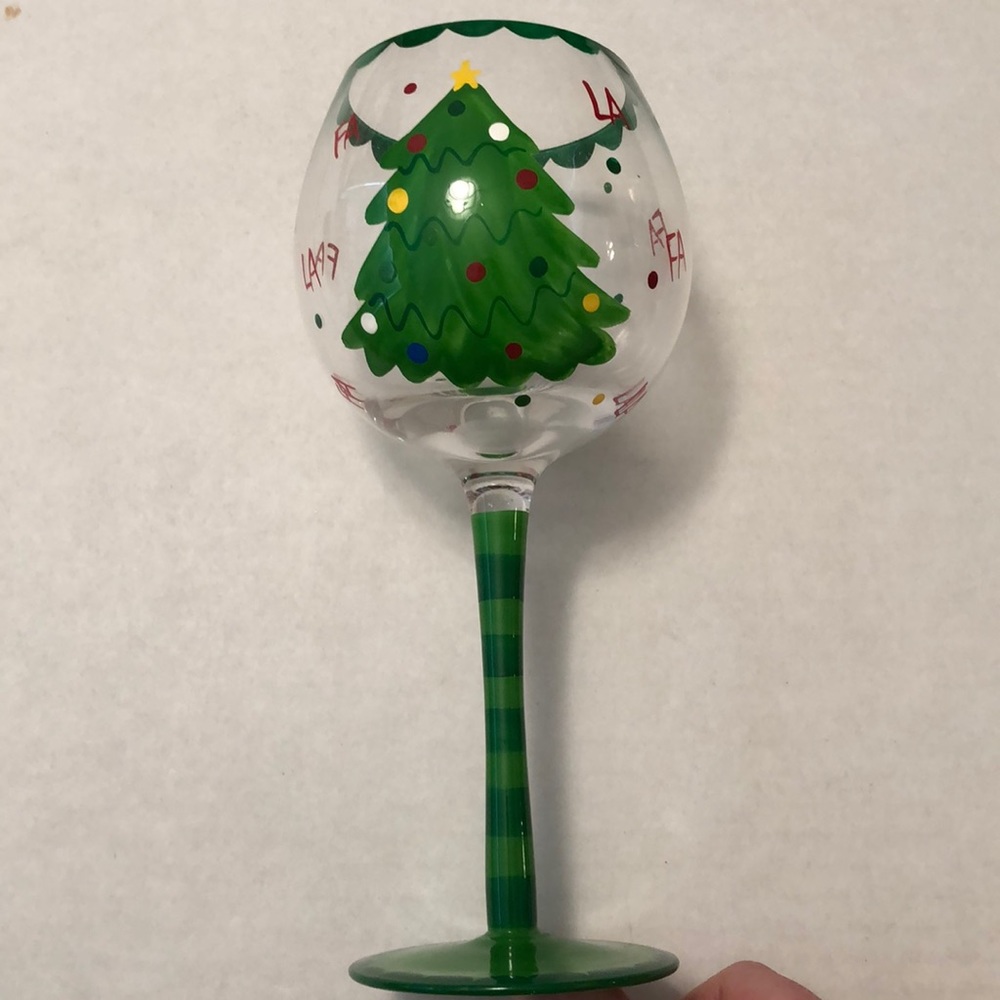 Hand Painted Holiday Wine Glass